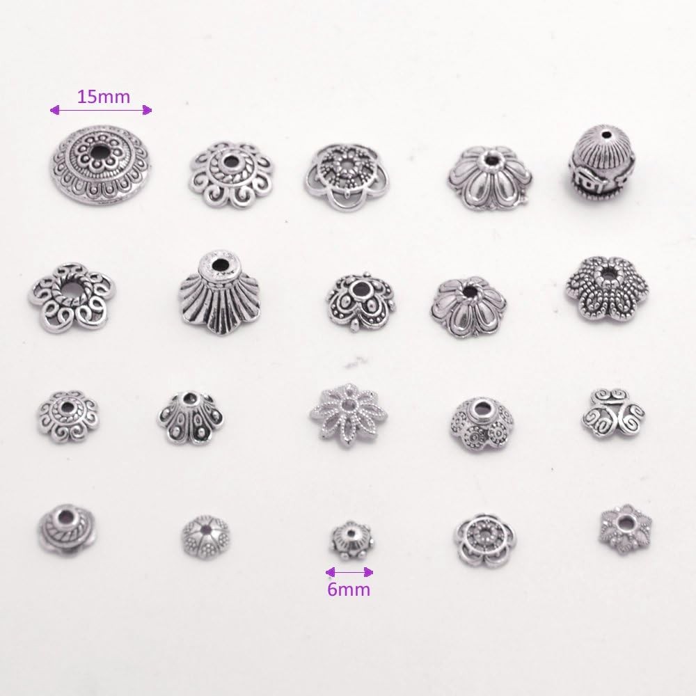 160-210pcs Bali Style Jewelry Making Metal Bead Caps Deluxe New Mix, 100