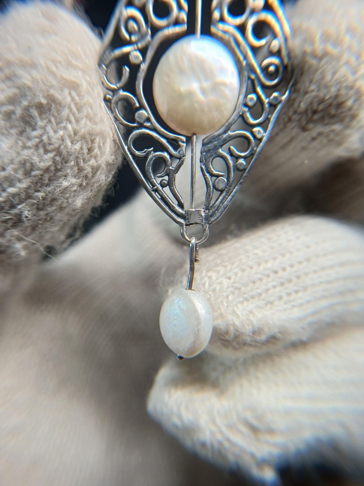 Sterling Silver 925 YAM Israel Mother of Pearl Pendant ~2″