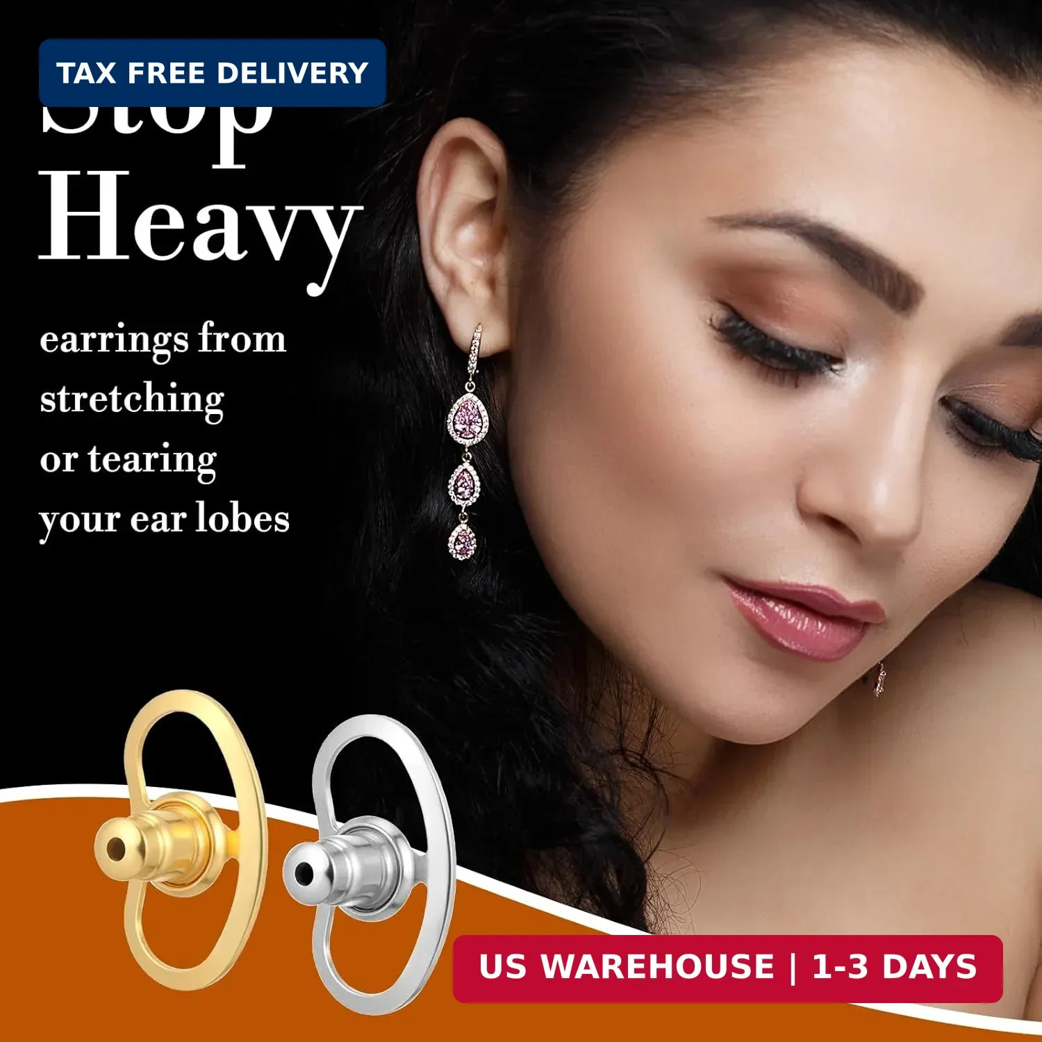 8Pcs Earring Lifters Backs, Earrings Backs Replacements for Studs, Large Tight E