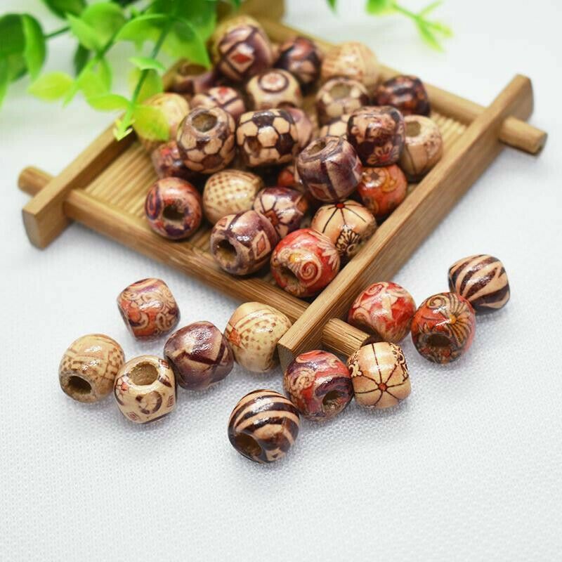 Wooden Beads Mixed BOHO 100pcs for Macrame Charms Large Hole Crafts