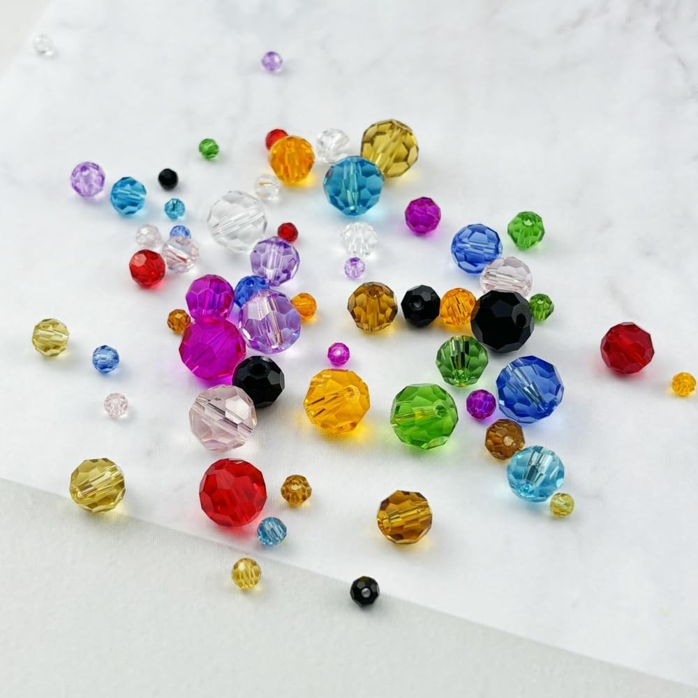 480Pcs Crystal Glass Beads 3Mm 4Mm 6Mm 8Mm 10Mm round Faceted Glass Spacer
