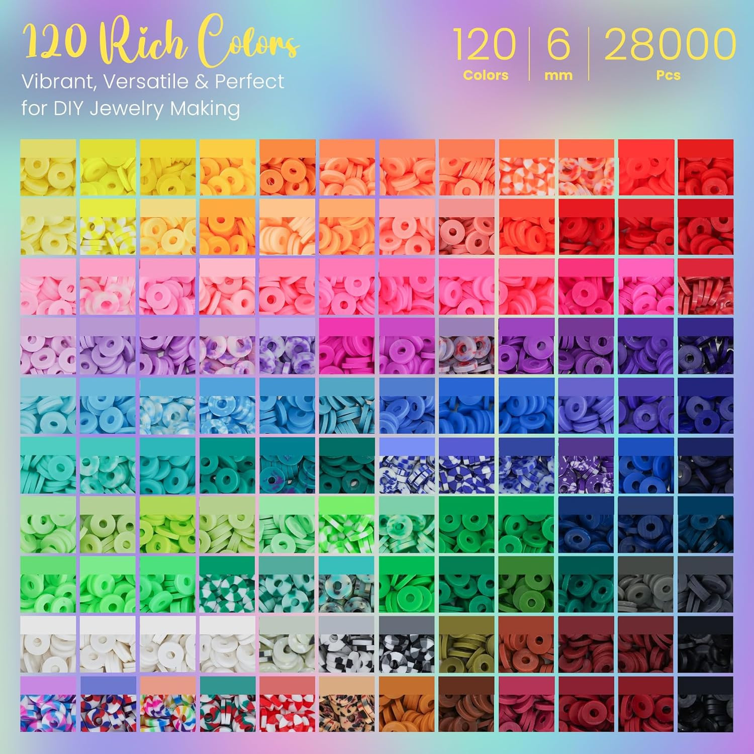 Sunlode 30,000Pcs Clay Beads Bracelets Making Kit, Beads for Bracelets 6 Boxes B