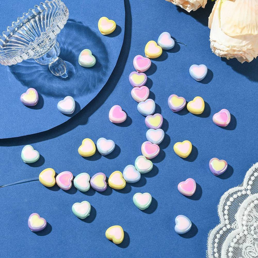 50Pcs Acrylic Heart Beads Love Beads for DIY Bracelet Jewellery Jewelry Making