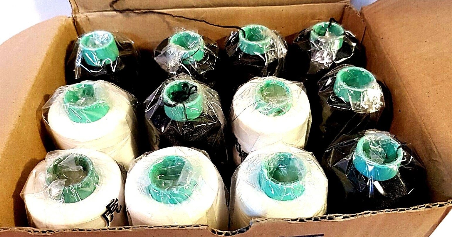 15 Commercial White & Black Elastic Stretch Twine Strings (200 yards per roll)