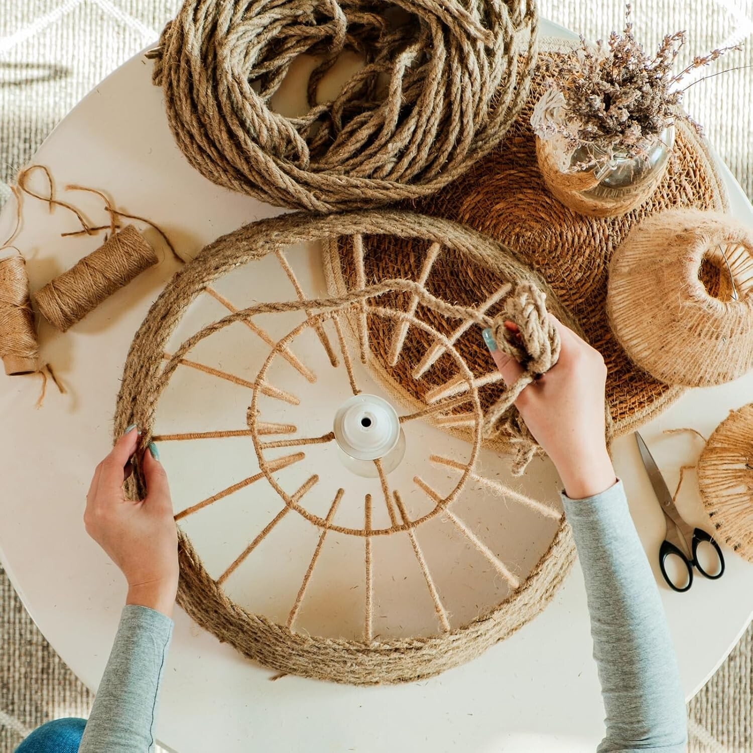 6mm Jute Twine Hemp Rope 100% Natural Jute Rope 4-ply Thick Twine String Cord