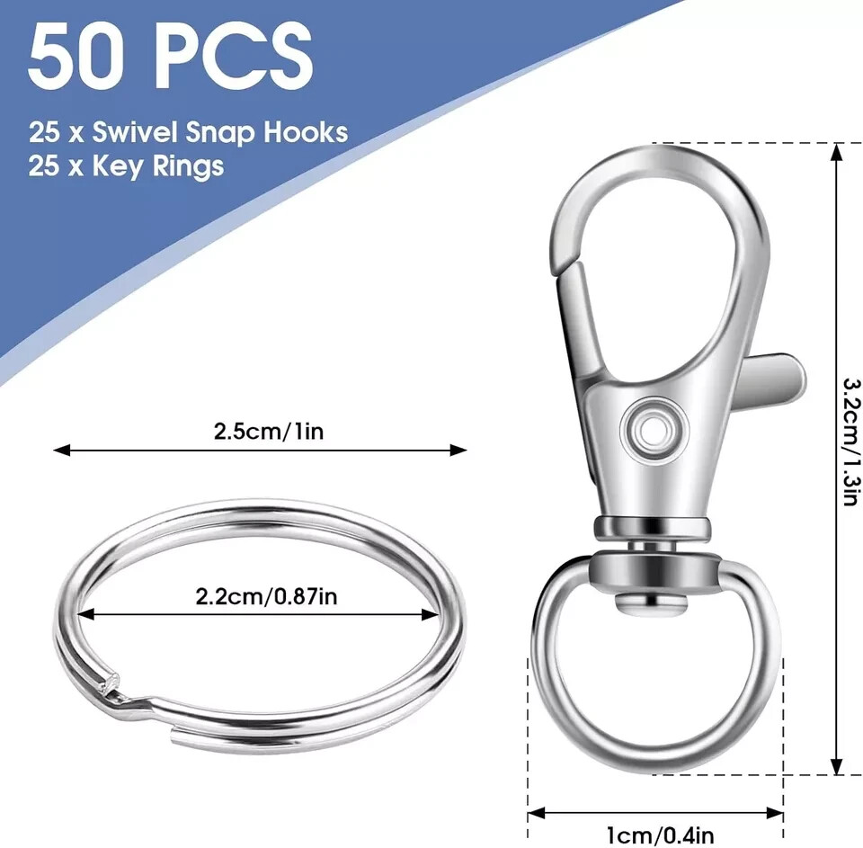 50 PCS Metal Lobster Claw Clasps, Swivel Keychain Clasps, Keychain Hooks for …