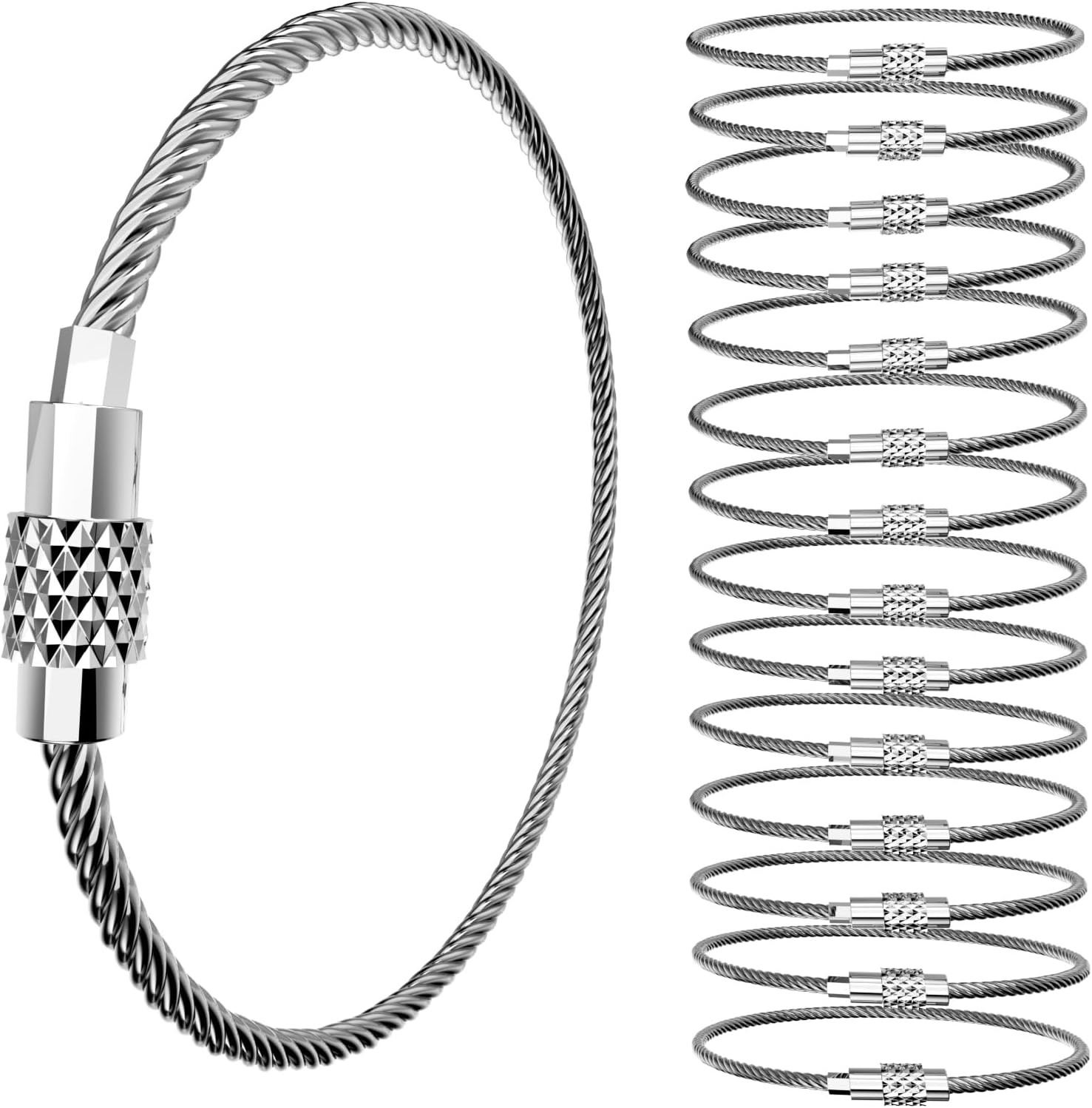 15Pcs Wire Keychain Cables with Plastic Sleeve 6″ Stainless Steel Wire Key Rings