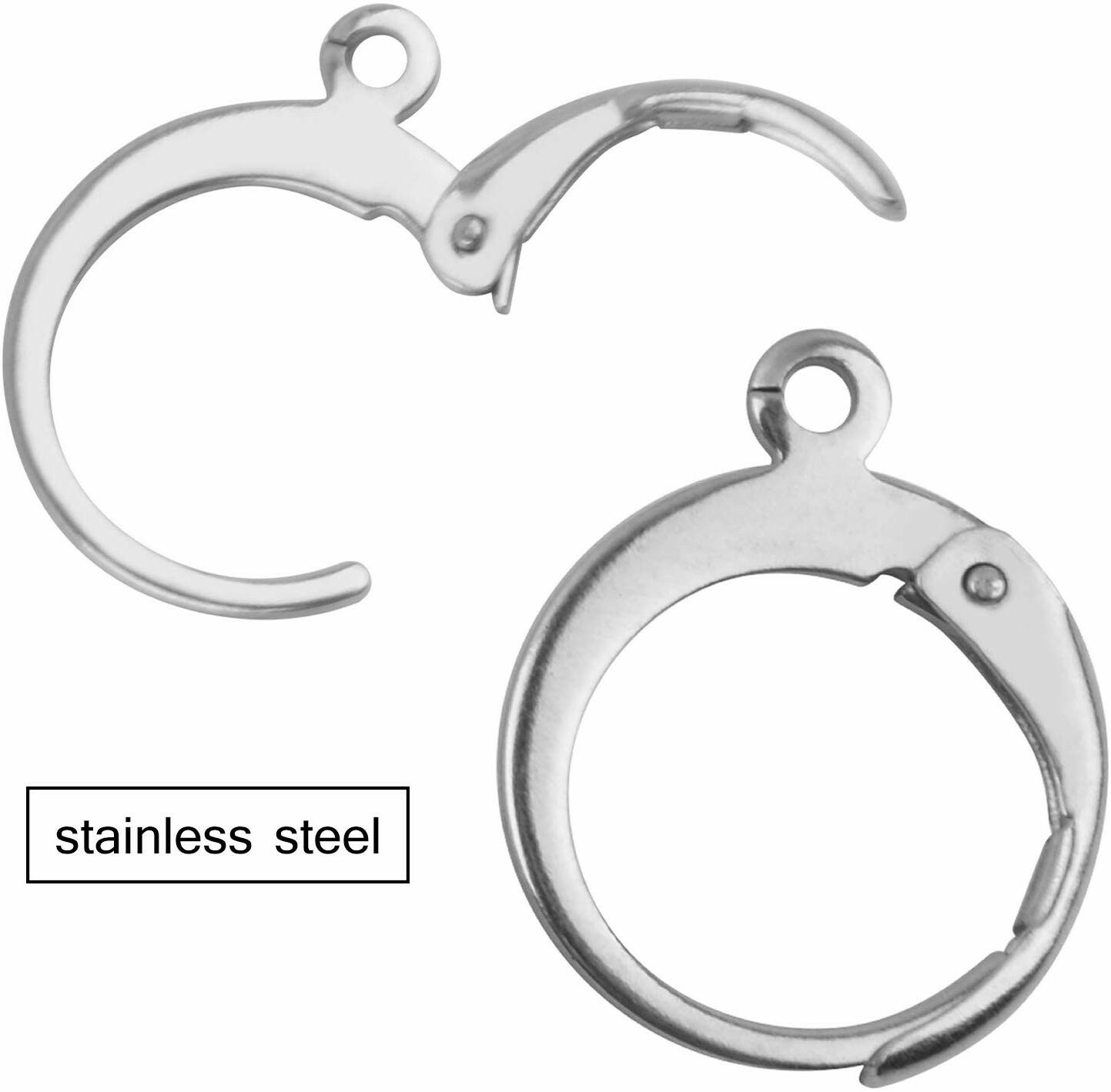 2 Round Leverback Earwires Stainless Steel Lever Ear Wires Earring Findings