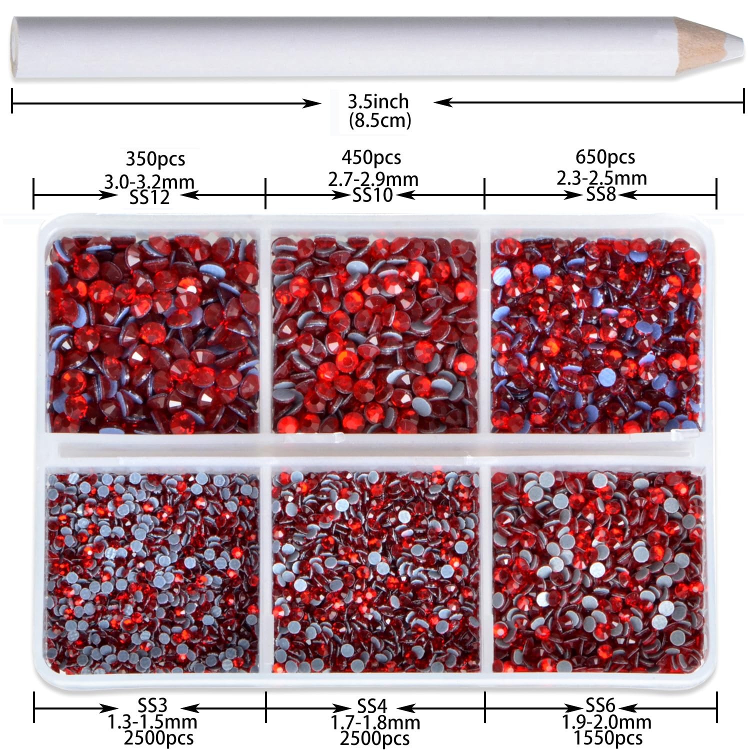 8000pcs Hotfix Rhinestones Flatback,Rhinestones for Crafts Clothes Mixed 6 Si…