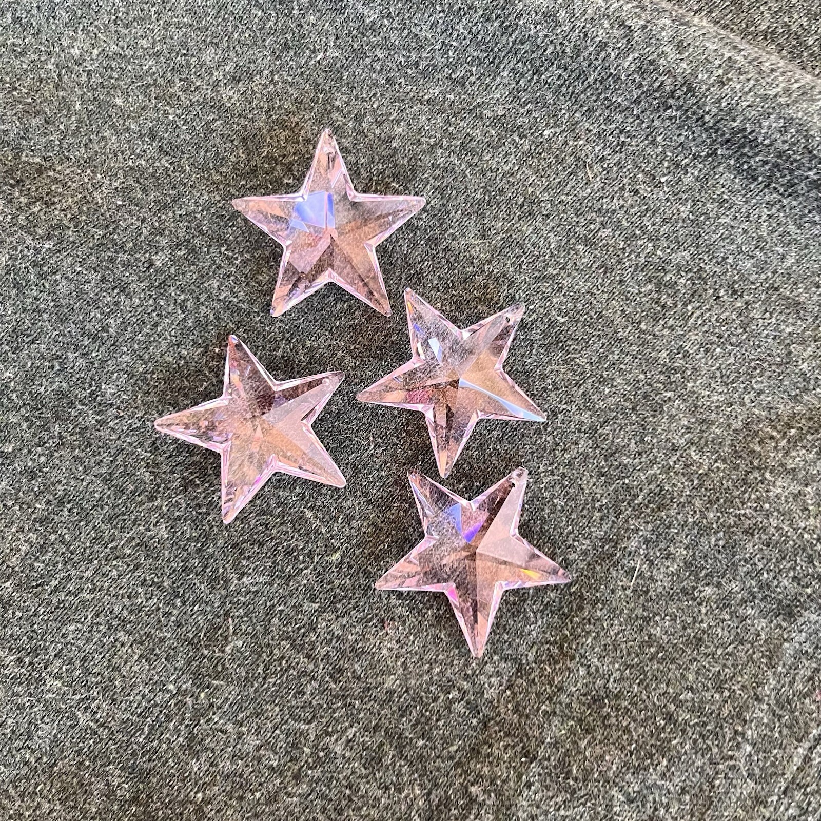 4 piece Vintage Swarovski Crystal Rose/pink Star Faceted Pendants Beads