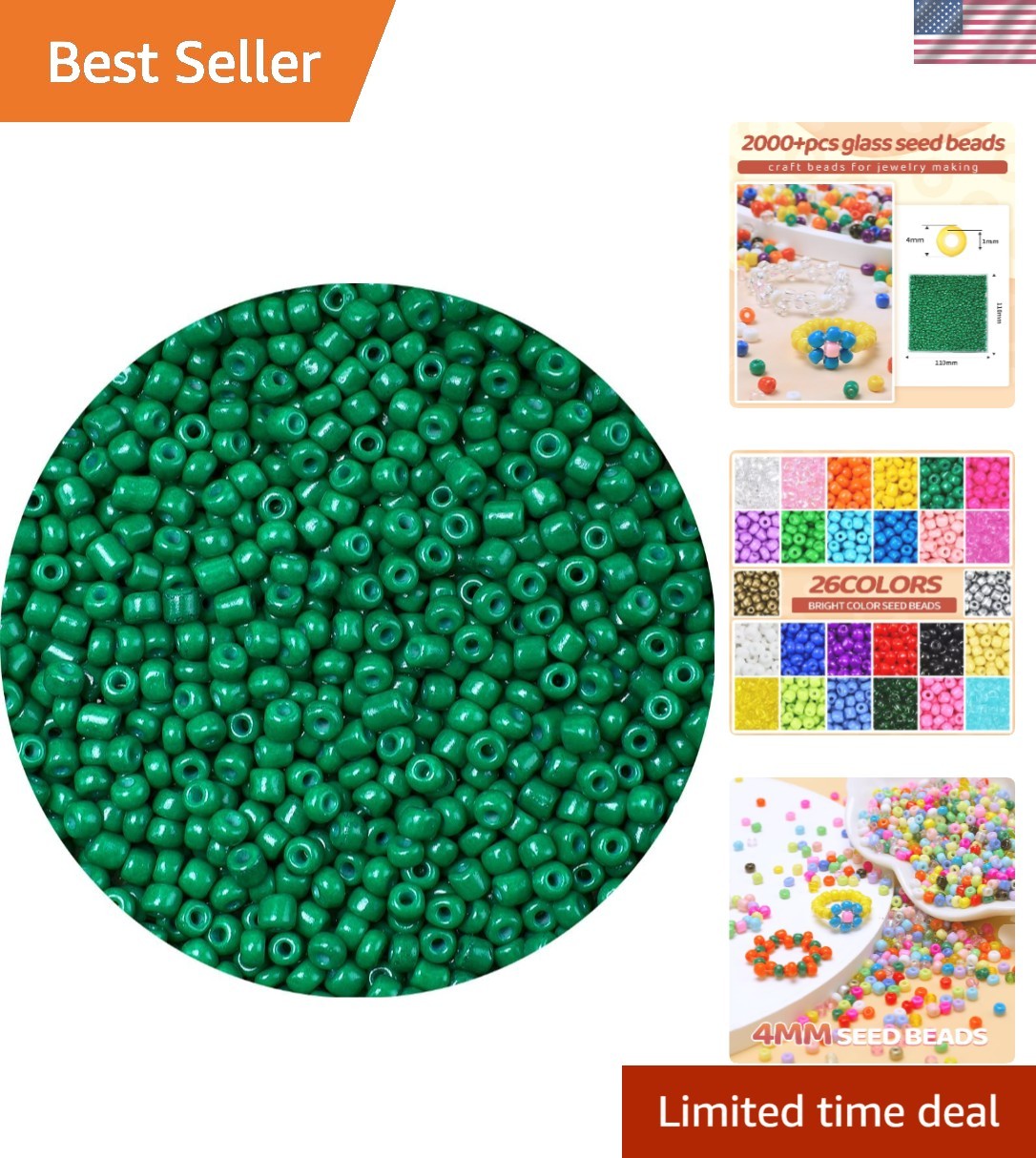 2000pcs Tiny Colorful Glass Seed Beads – 4mm for Unique Jewelry Designs