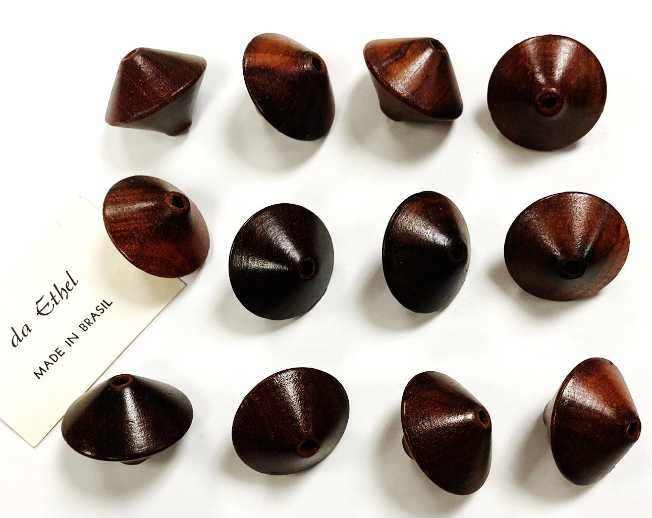 10 Vintage Genuine Brazilian Iron Wood Large Smooth Saucer Spacer Beads L664