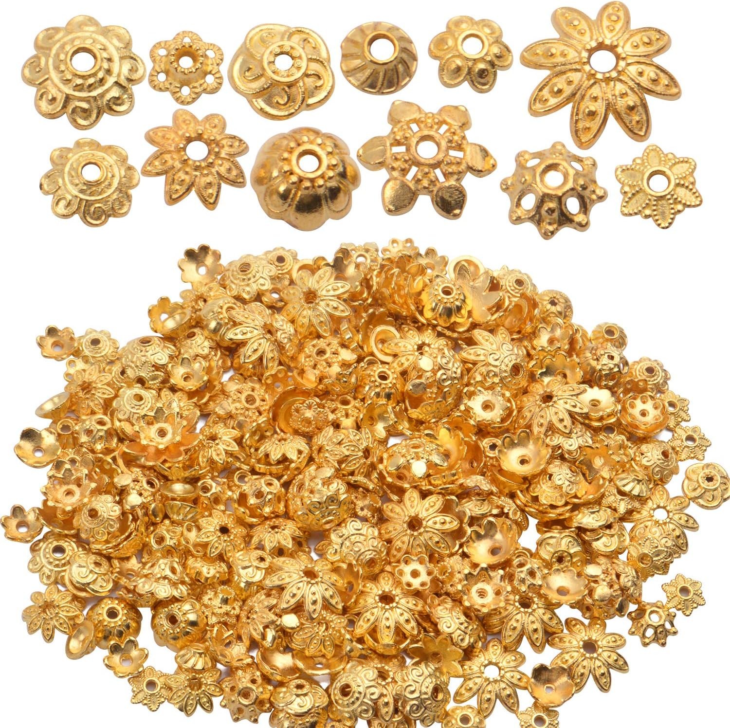 160-210pcs Bali Style Jewelry Making Metal Bead Caps Deluxe New Mix, 100