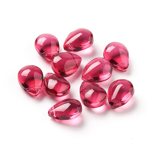 10 Teardrop Beads Glass Light Red Mermaid Tears Jewelry Supplies 12mm Supplies