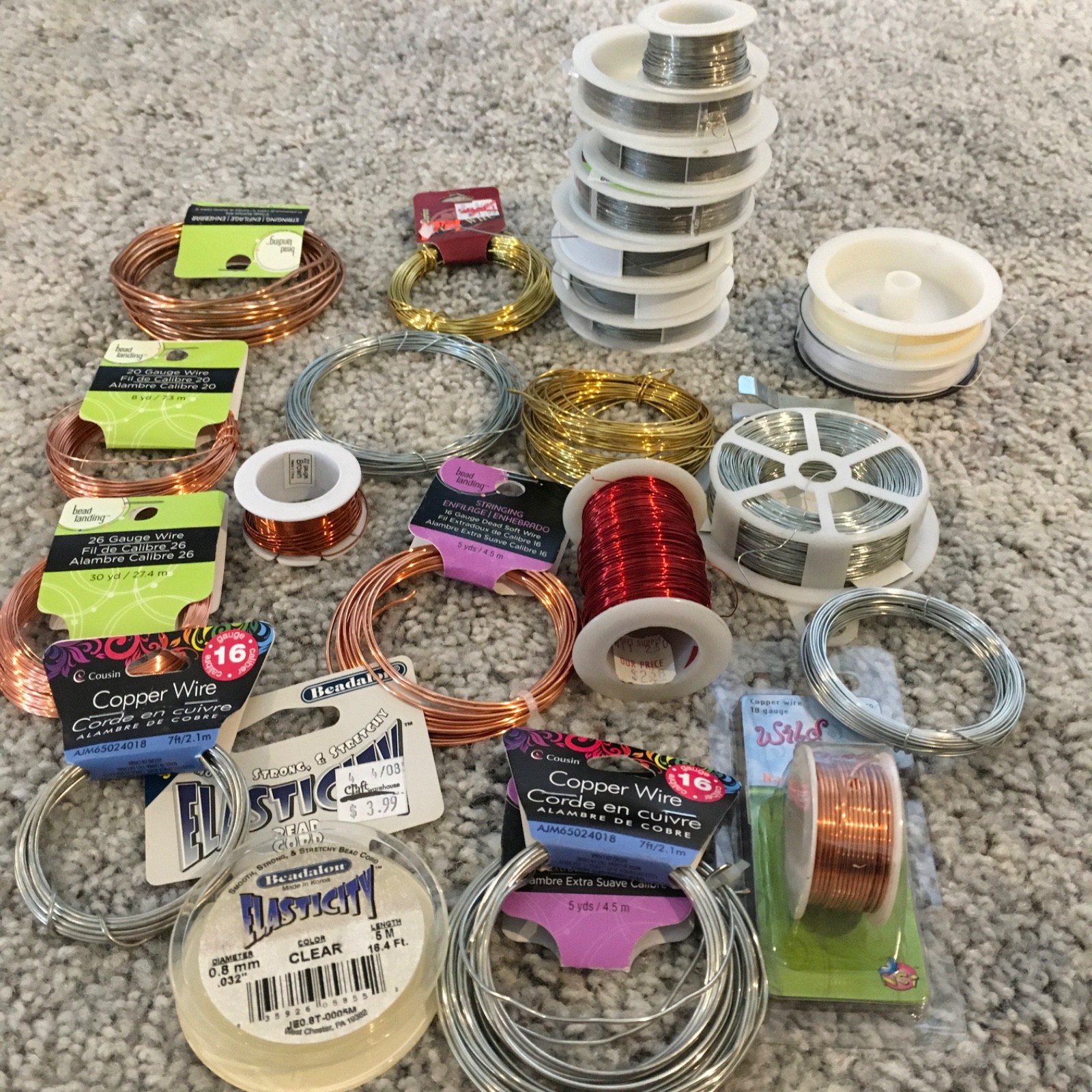 soft flex beading wire random lot assorted 20, 26, 16, 18, 12 gauge