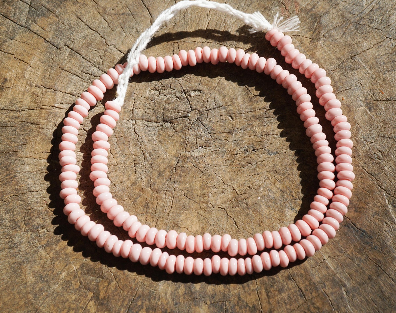 Pink Java Glass Beads (6-7mm) Donut Shape Artisan Made (2879A578) Indonesian