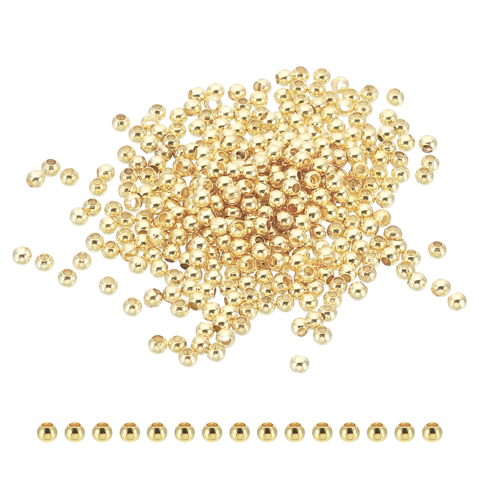 100Packs 2mm 14K Gold Filled Spacer Beads for Jewelry Making Golden
