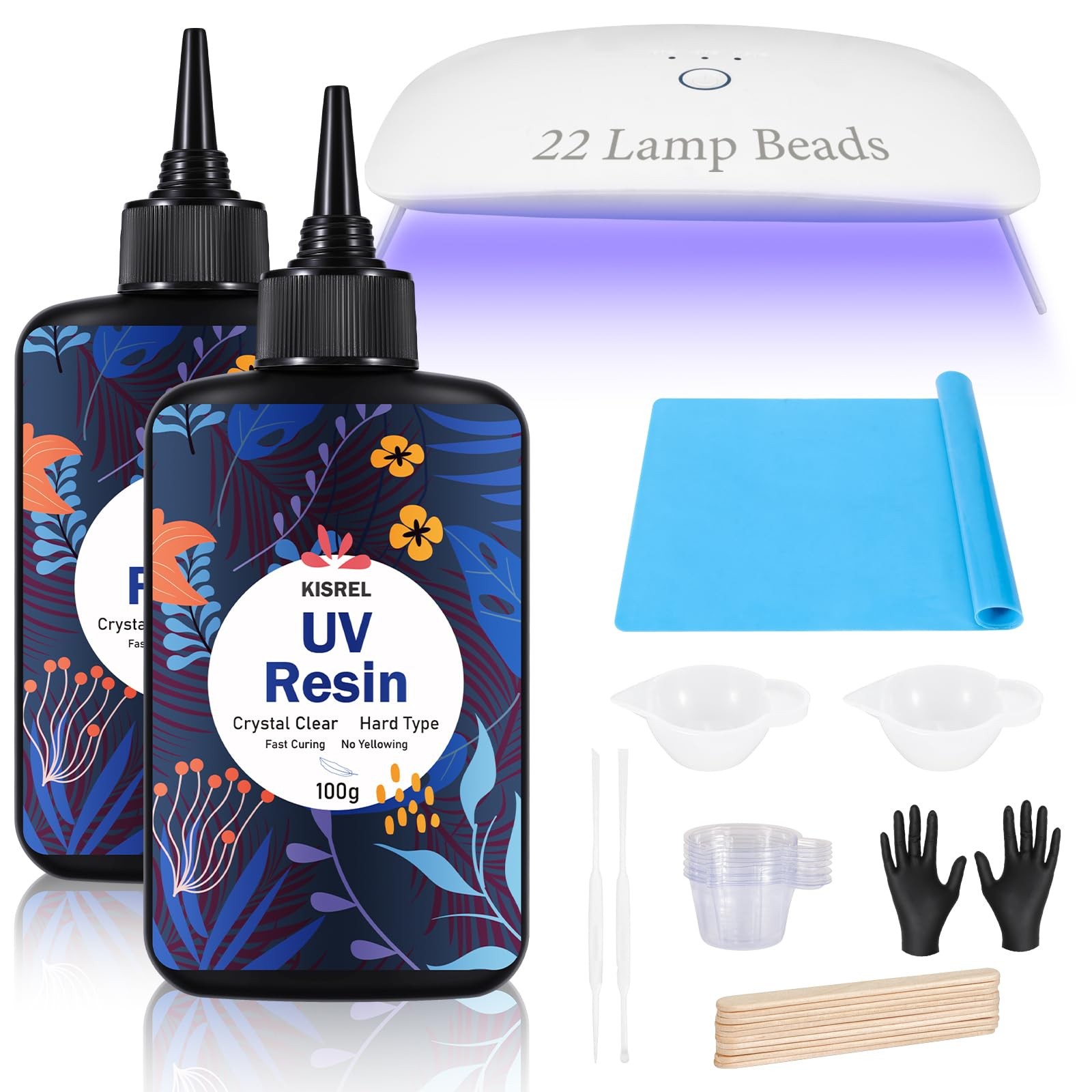 UV Resin Kit With 22 Lamp Beads Light – Larger Size and 200g Upgraded Hard Ty…