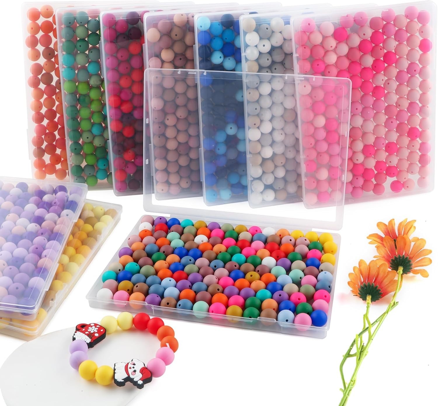200Pcs 12mm Silicone Beads Bulk for Pens, Mixed Color Silicone Beads for Keyc…