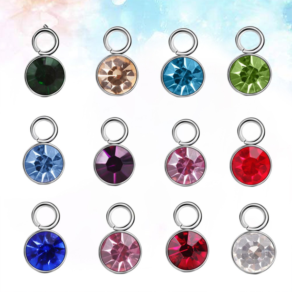 12 Pcs Crystal Birthstone Pendants Charms for Crafting People Birthday