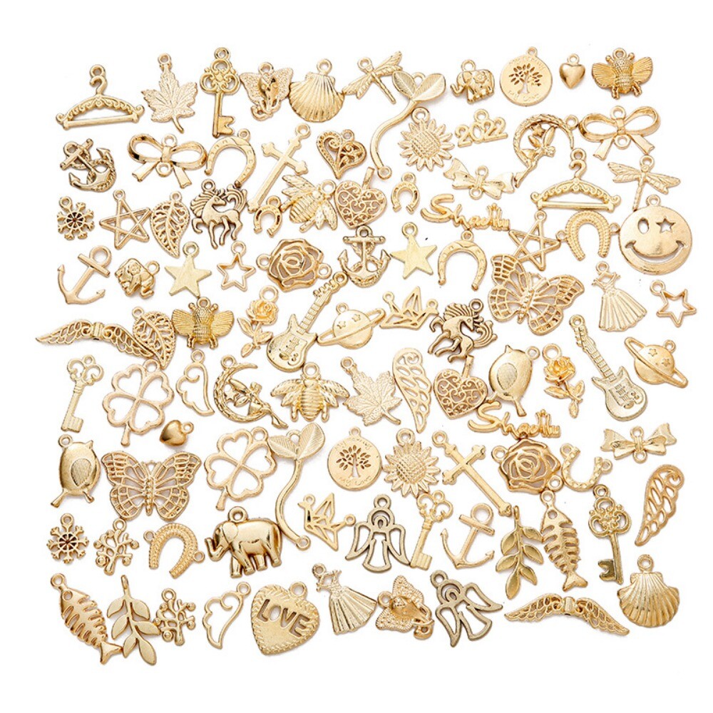 100Pcs Mixed Charms Pendant DIY Jewelry Making Accessory for Bracelet Necklace