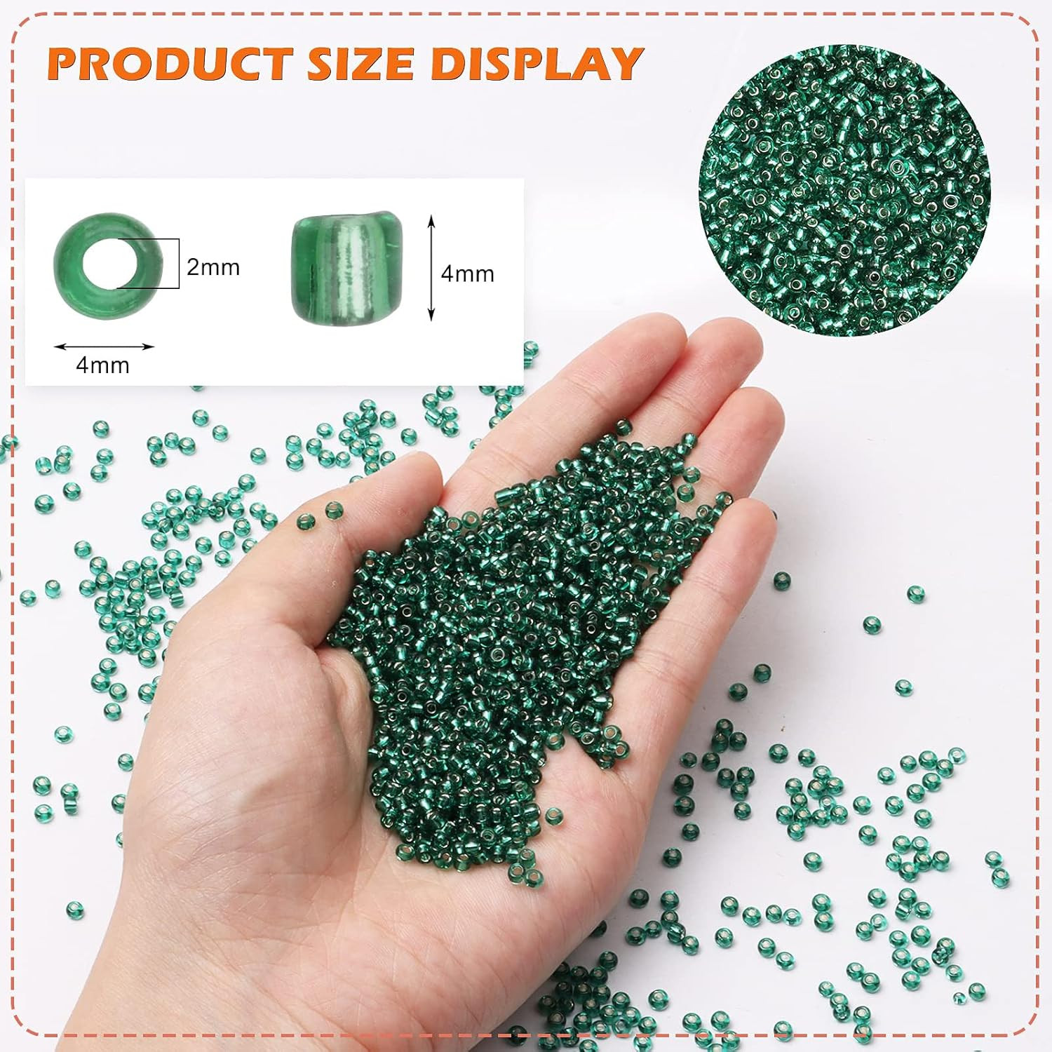 2000Pcs Light Blue Green Glass Seed Beads Bulk,4Mm 6/0 Seed Pony Beads for Brace