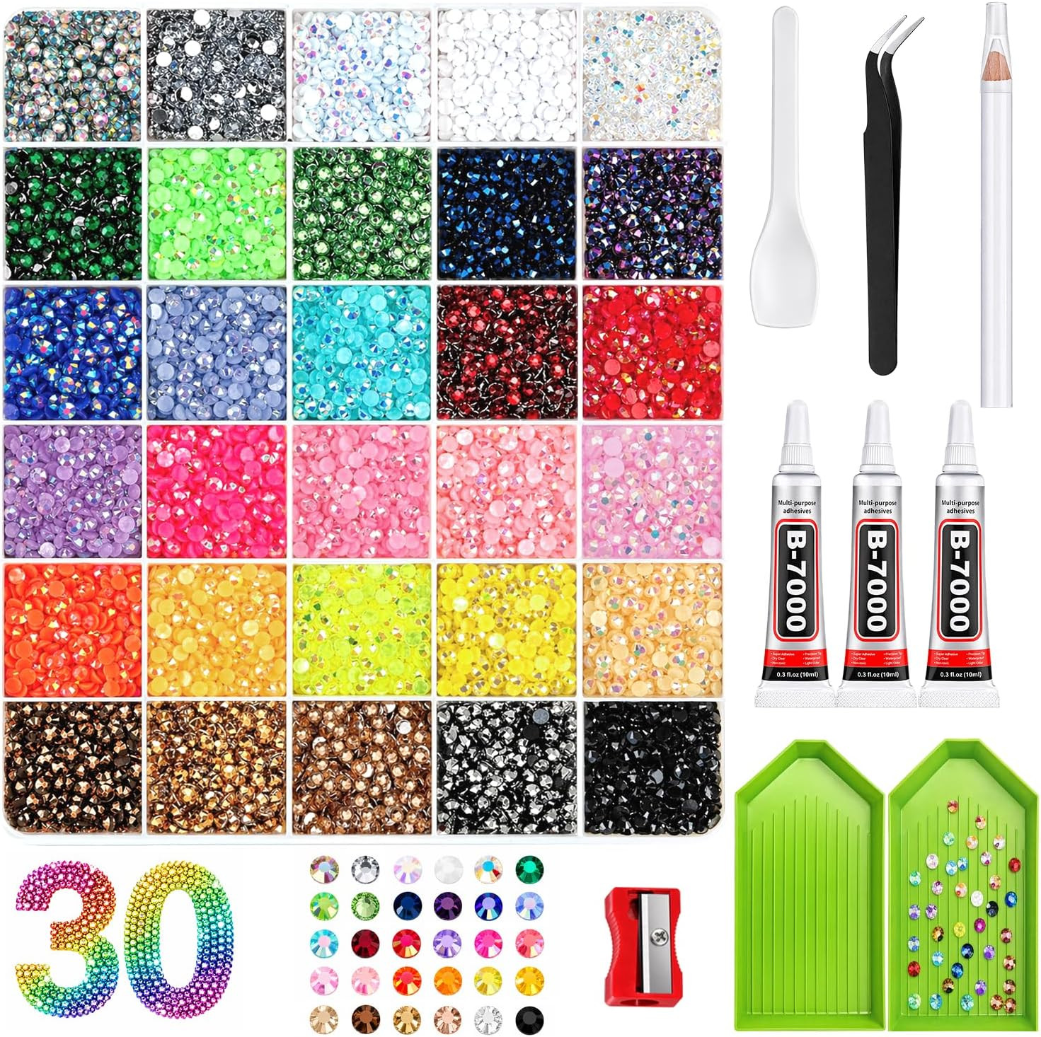 Lizuart Bedazzling Kit, 30000 Pcs Bedazzler Kit with Rhinestones and Tools | 3mm