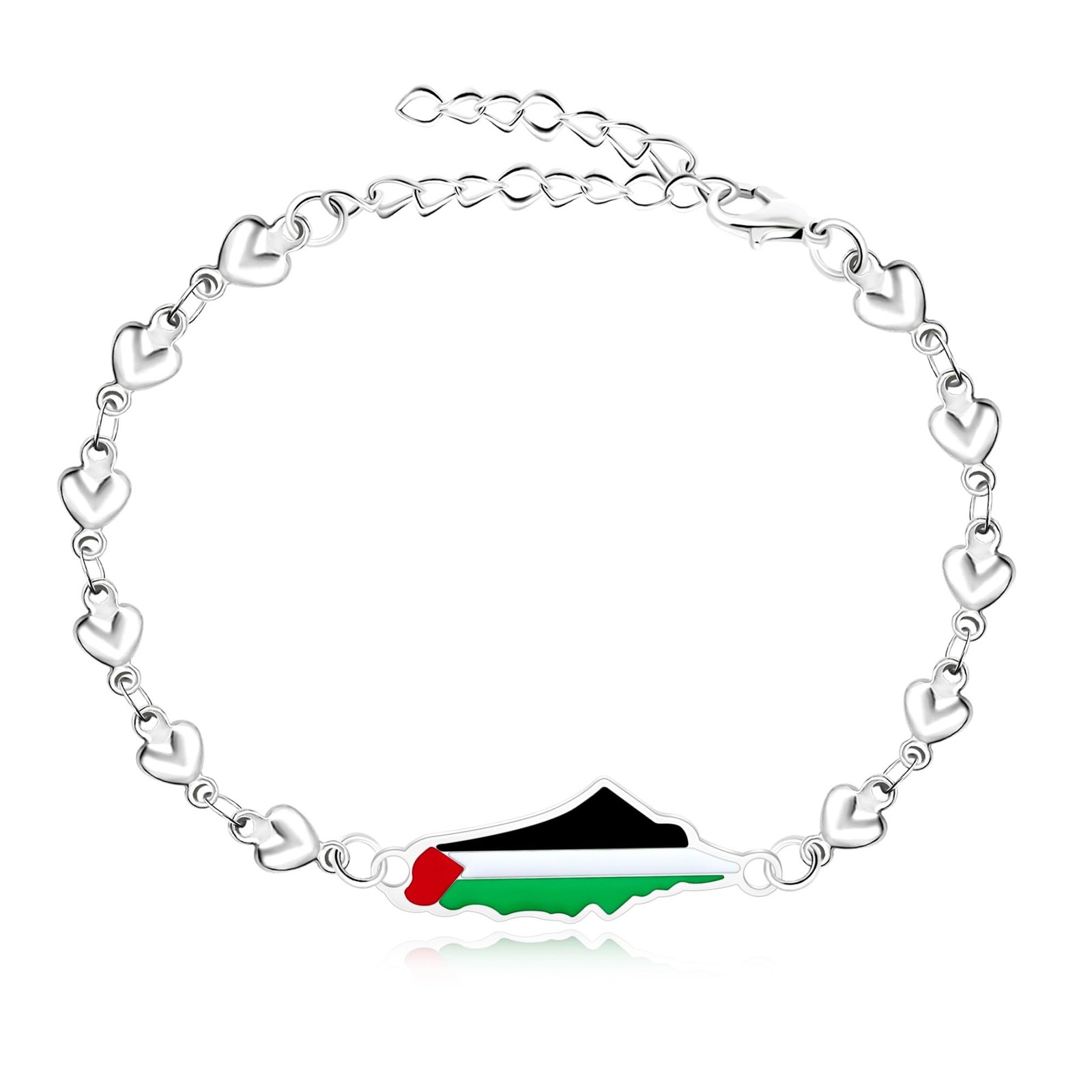 Platinum Plated Palestinian Map Bracelet with Flag Colors Design – Middle Easter