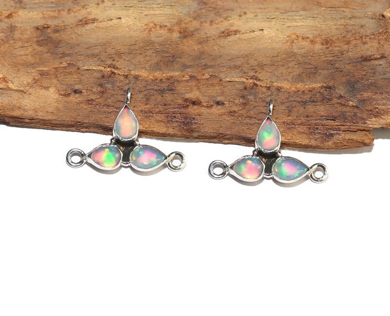 DIY opal supplies links sterling silver fire opal connector for jewelry making