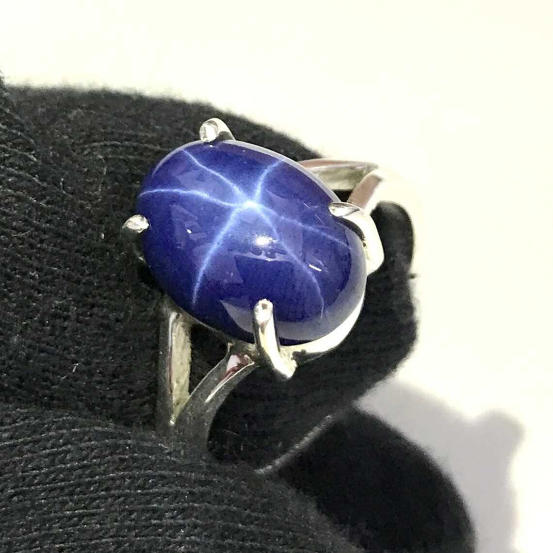 Blue Star Sapphire Gemstone 925 Solid Sterling Silver Ring Size 8.50 US Gift