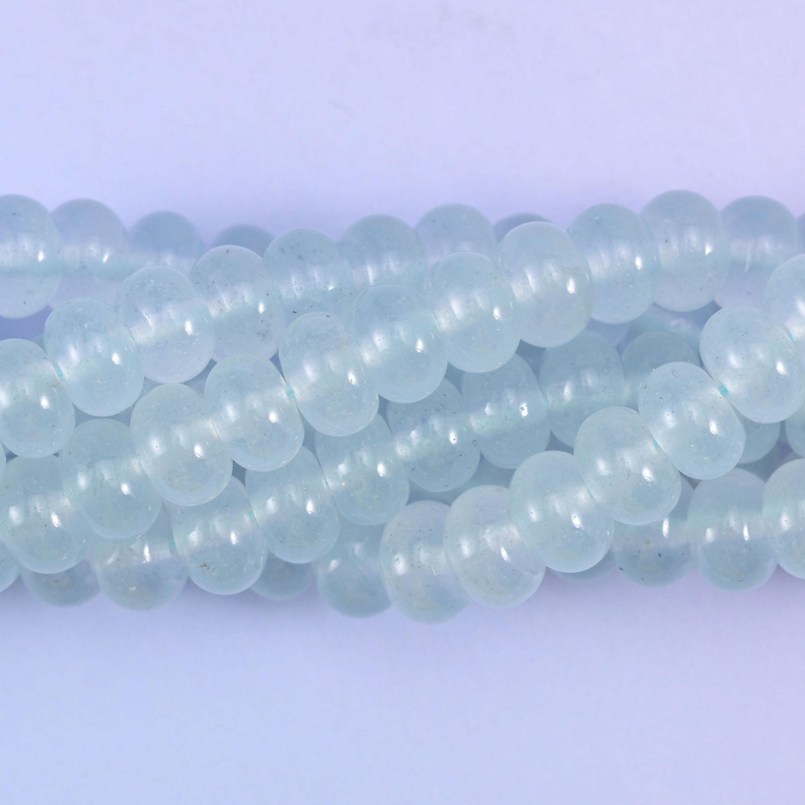 Baby Blue Dyed Jade Smooth Rondelle Beads Jewelry Making Size 5x8mm 15″ Strand