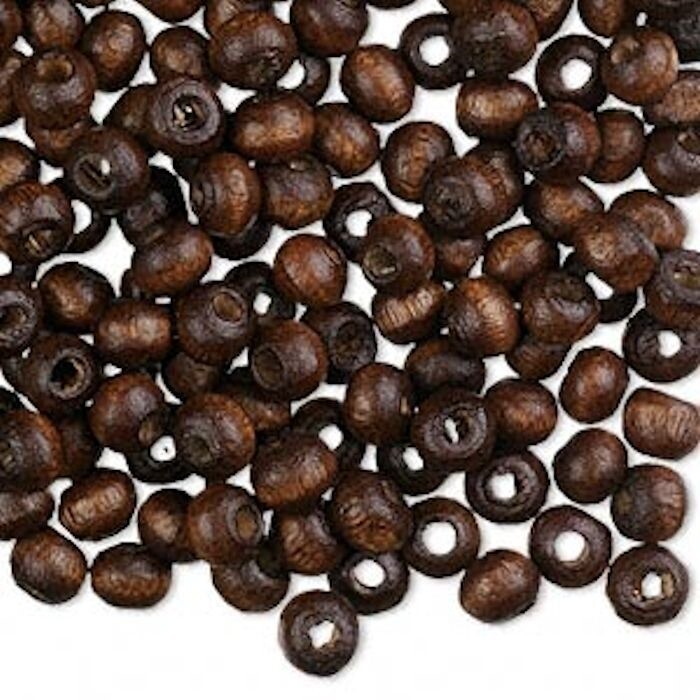 Bead, 500 Dark Brown Little Leaf Boxwood Hand-Cut 5x4mm Rondelle Wooden Beads