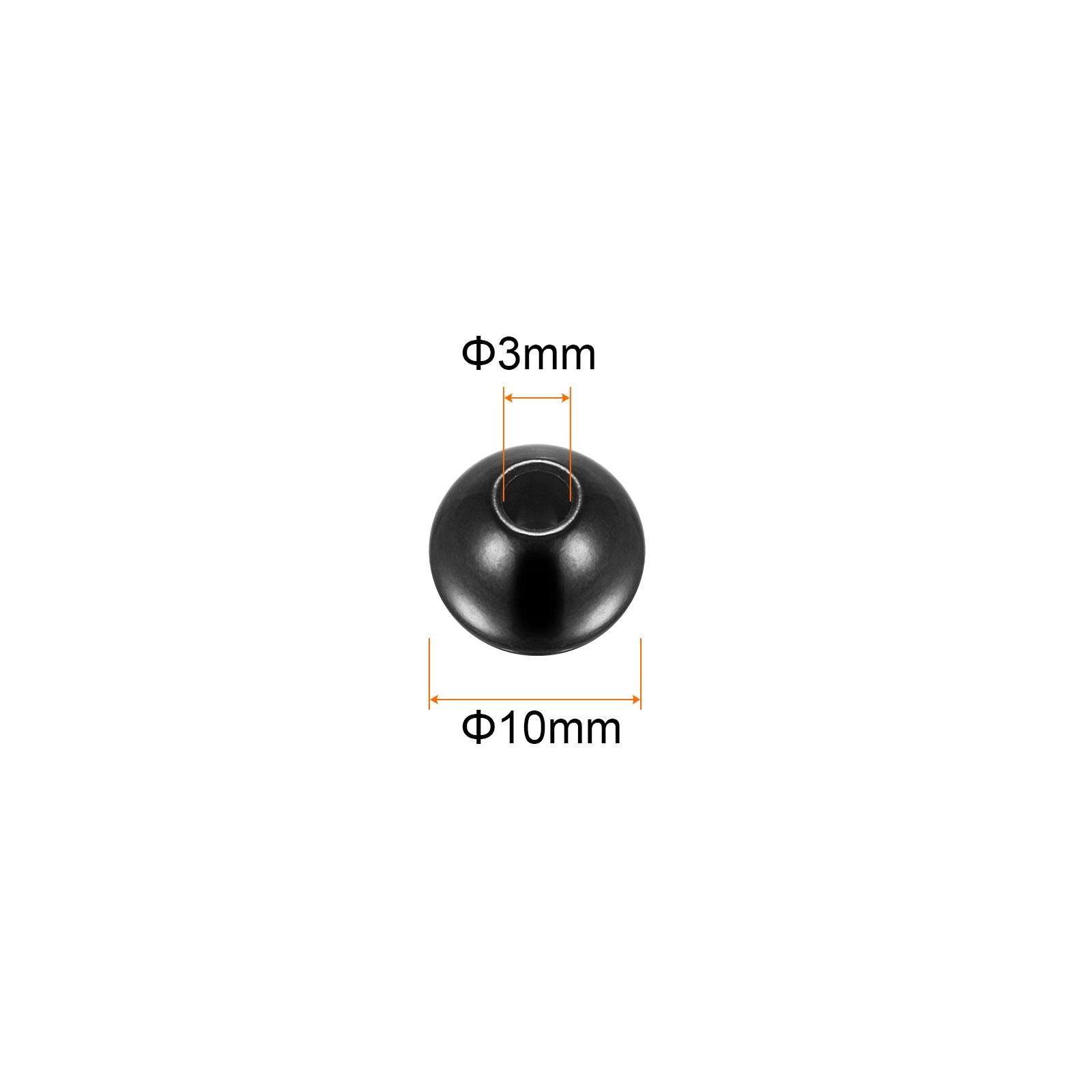 20pcs Beads 10mm Stainless Steel 3mm Hole Dia Bead for DIY Crafts Black