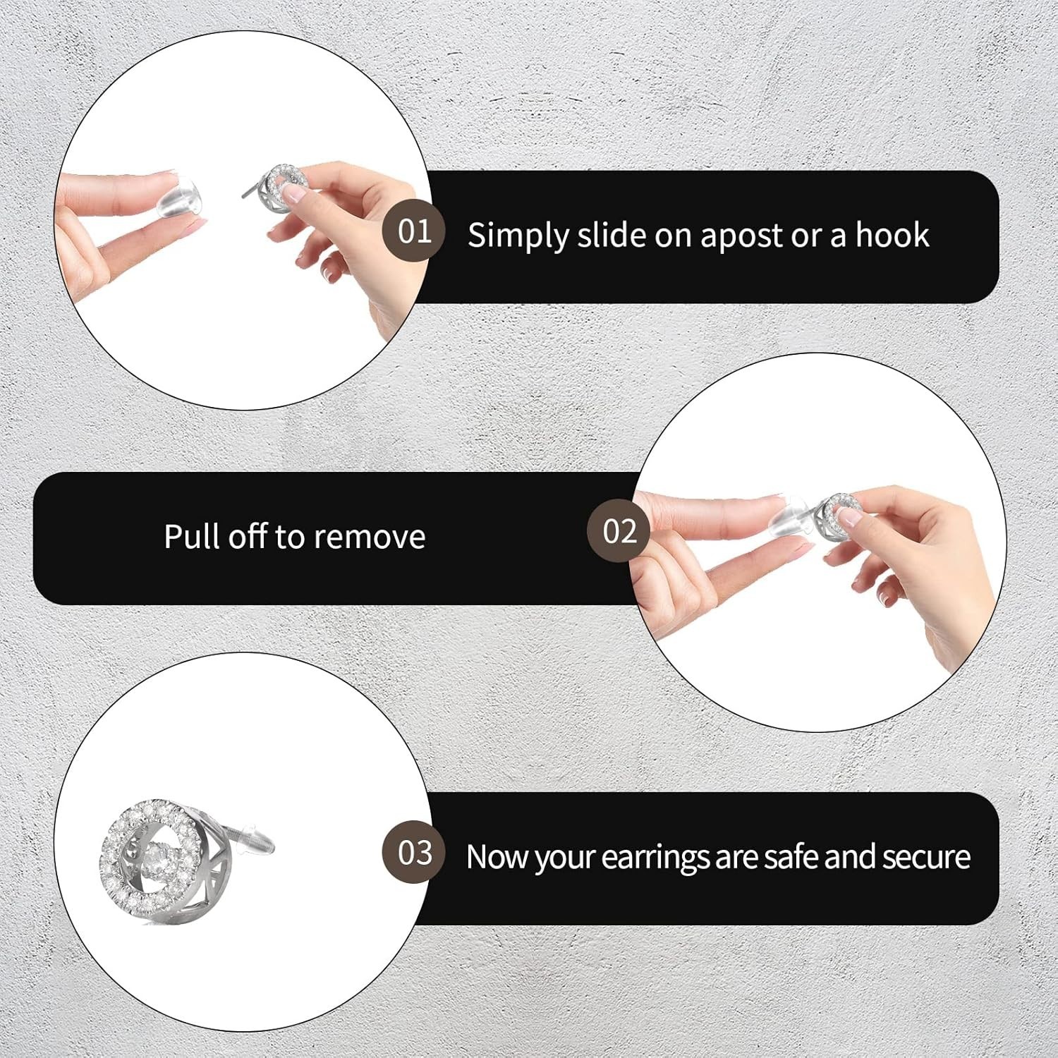 600 Pcs Clear Soft Earring Backings, 6 Styles Silicone Earring Backs for Studs