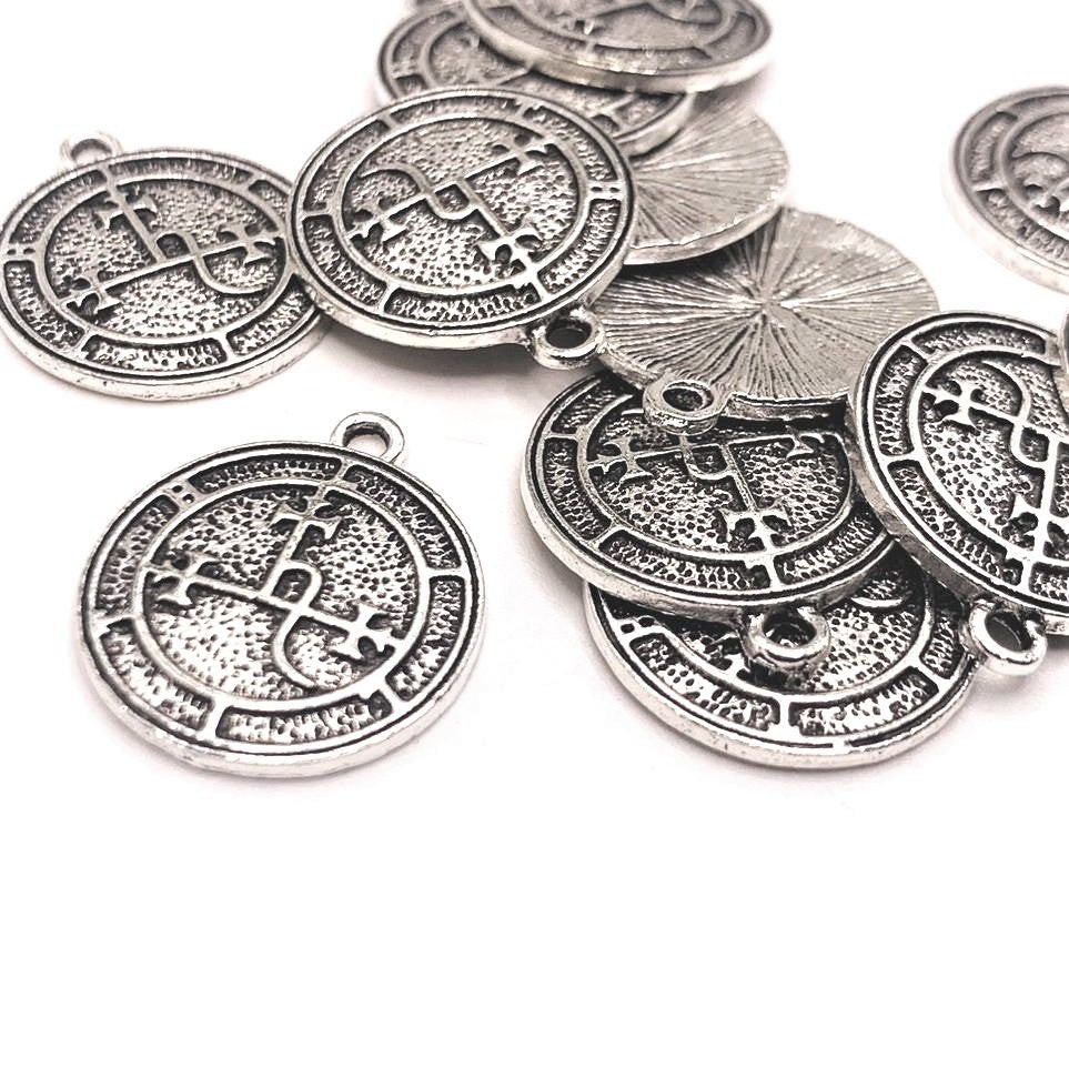 Antiqued Silver Lilith Demon Sigil Pendant Charm, 18x20mm – US Seller