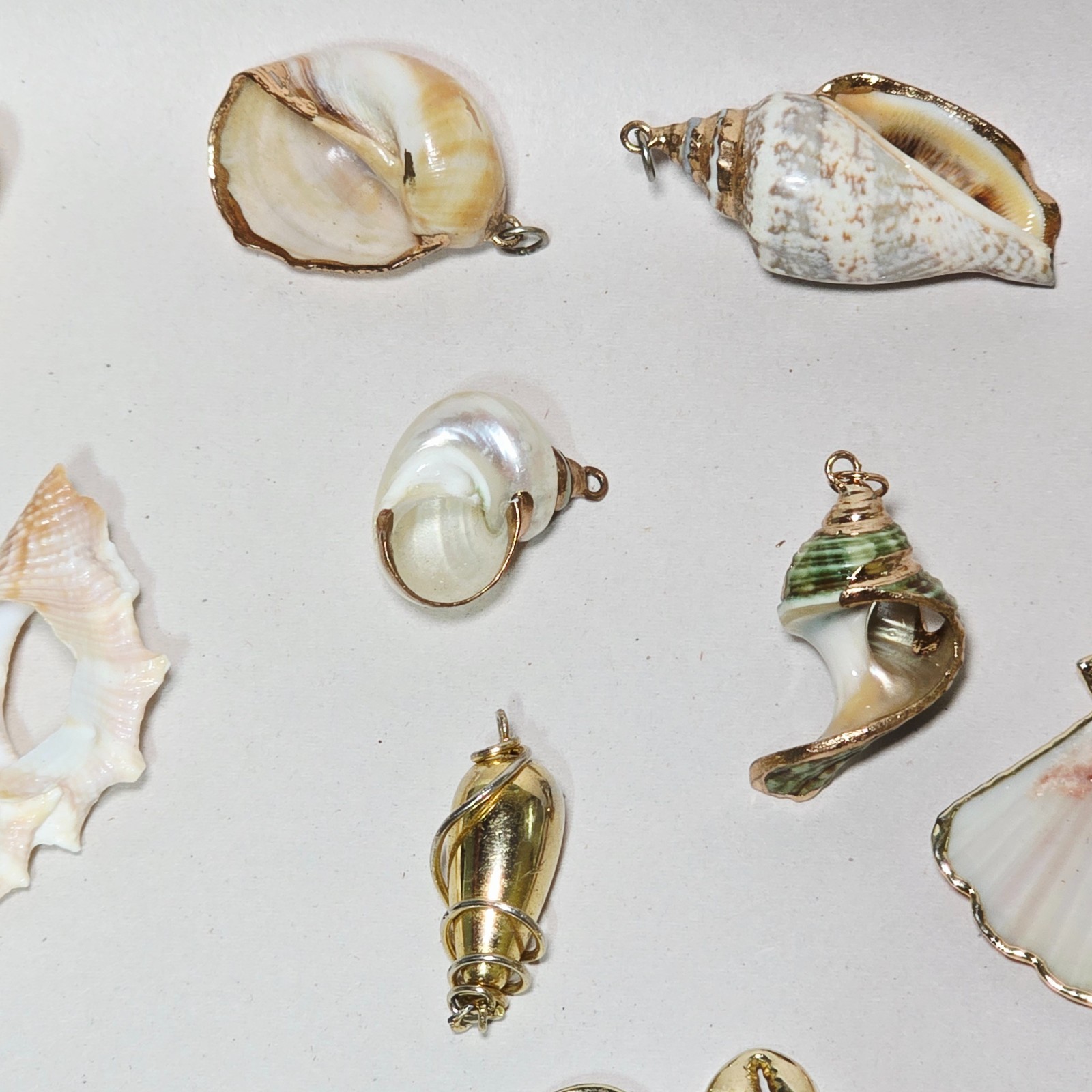 24K Gold Dipped Cowrie Shell Pendant Scallop Boho 24K Gold Dipped Charm