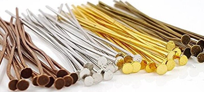 50 pieces 1″ or 2″ Flat Head Pins Jewelry Making Beading 6 colors 20-gauge