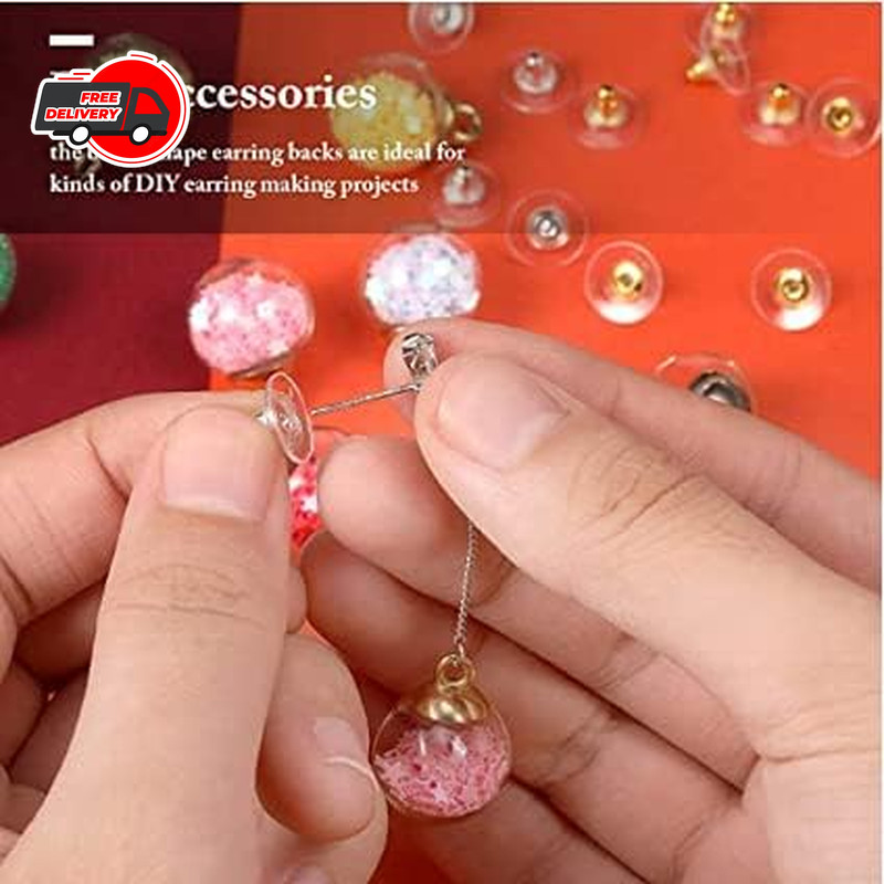 100Pcs Fishhook Earring Backs Silver Gold Bullet Clutch Backs for Pierced Earrin