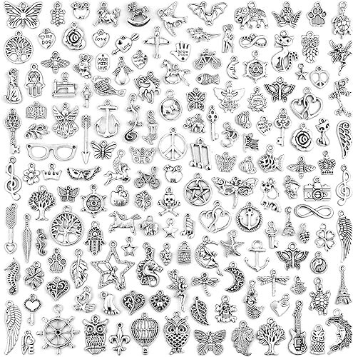 200 PCS Wholesale Bulk Lot Jewelry Making Charms Mixed Smooth Tibetan Silver New