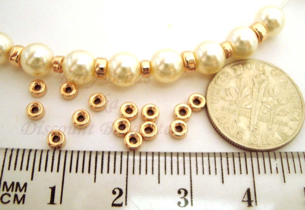 20pcs 3mm Yellow 14k gold filled seamless donut roundel bead spacer shiny GB33
