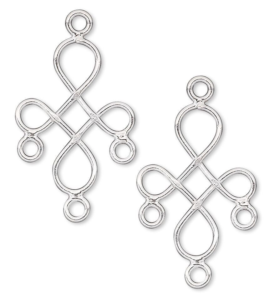 Drop, Fine Silver, 2 Sterling Silver 18x14mm Wire Cross Connectors with 3 Loops