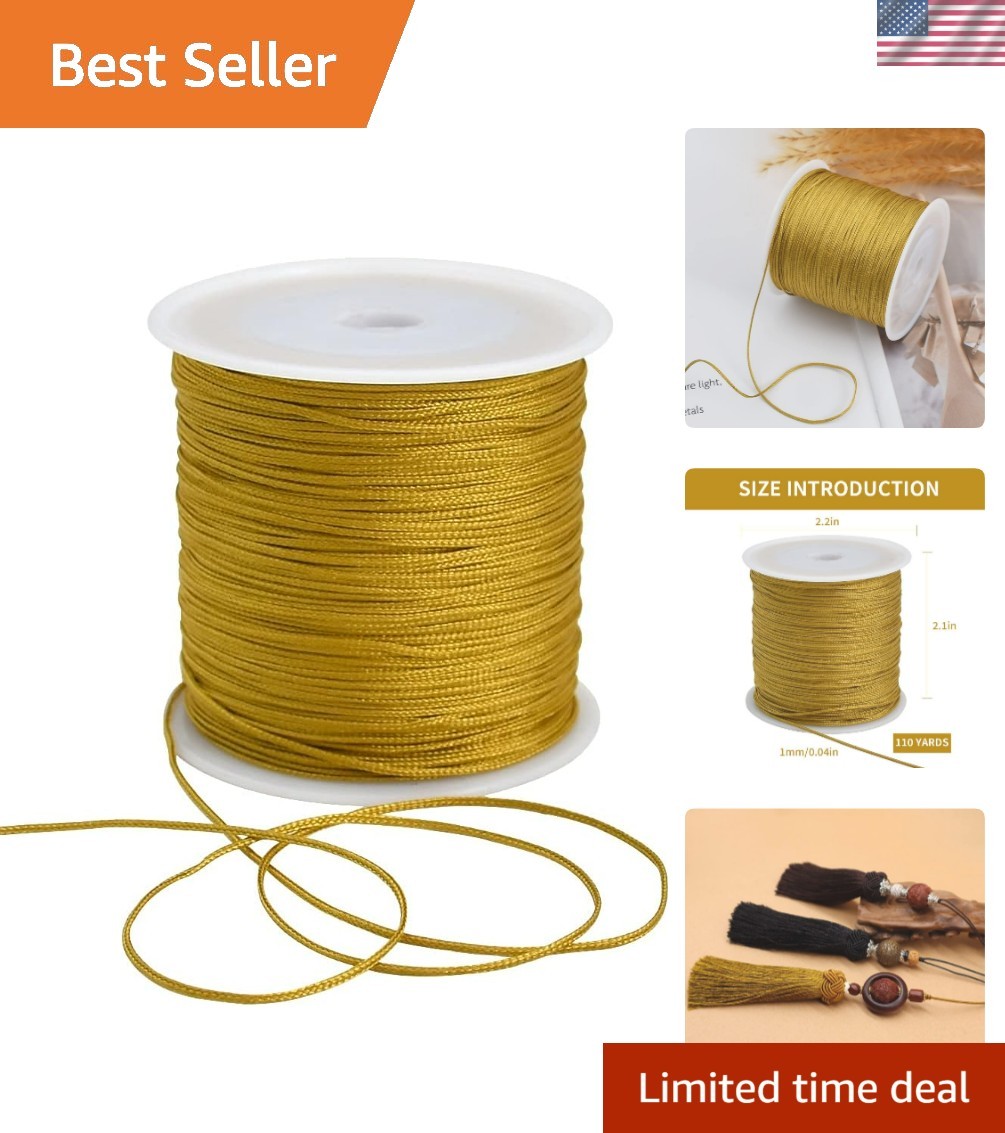 1mm x 100 Yards Gold Nylon Cord Satin String for Bracelet Jewelry Making Ratt…