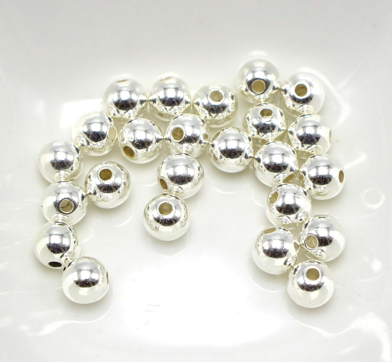 500 Bright Silver Metallic Acrylic Round Spacer Beads 6mm Smooth Ball Beads