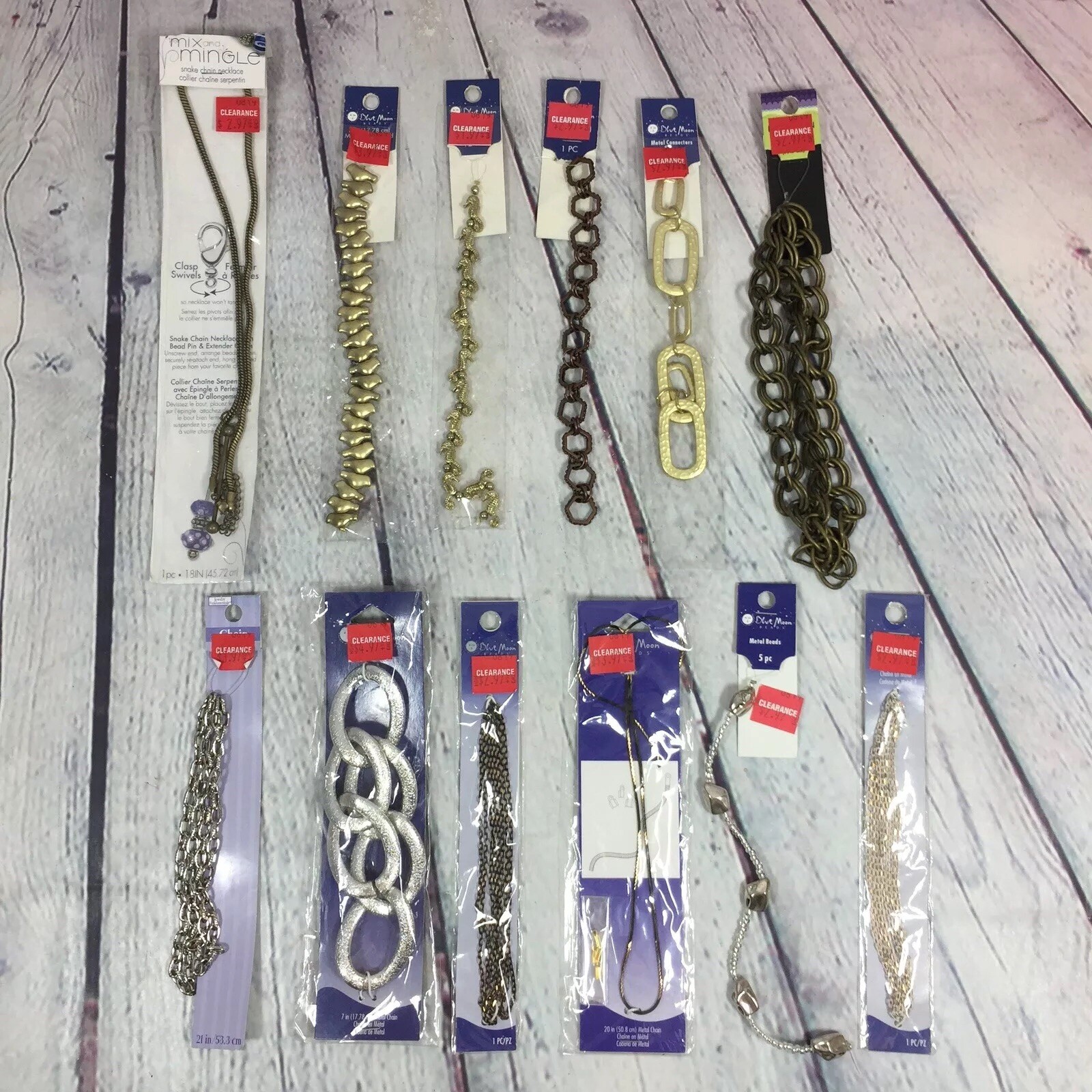 Jewelry Making Craft Supply Lot Chains Beads Charms New in Original Package L15