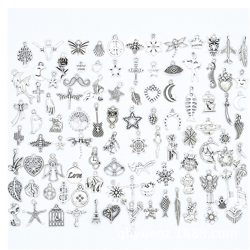 100Pcs Mixed Charms Pendant DIY Jewelry Making Accessory for Bracelet Necklace
