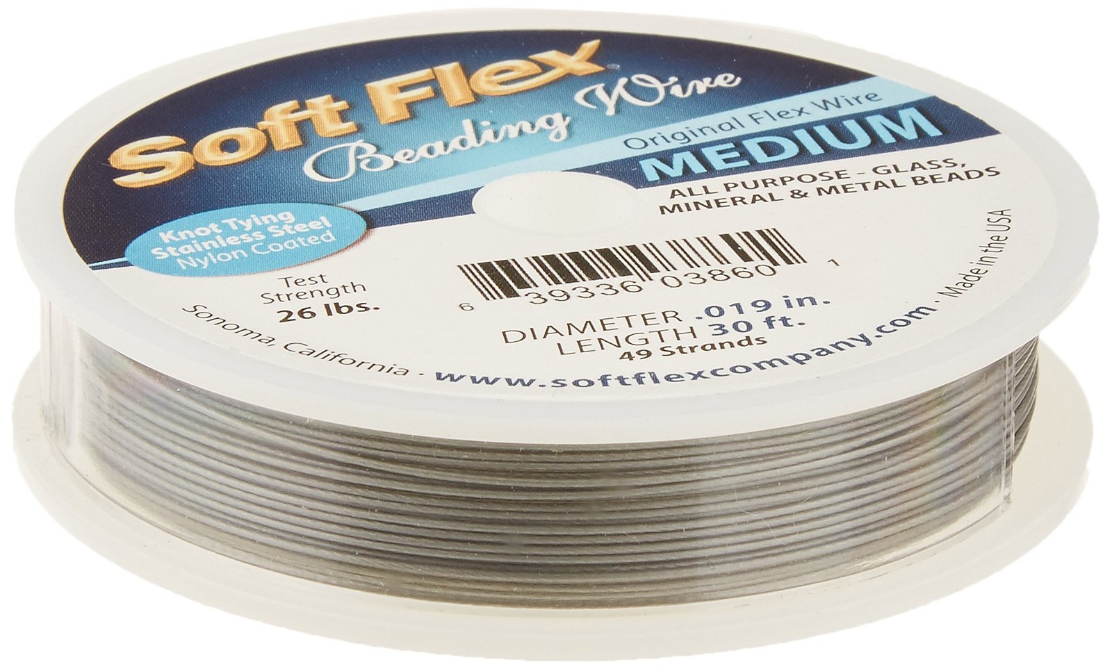 Soft Flex Toys 0.019 Inch Beading Wire 30 Feet Grey Jewelry Making Craft