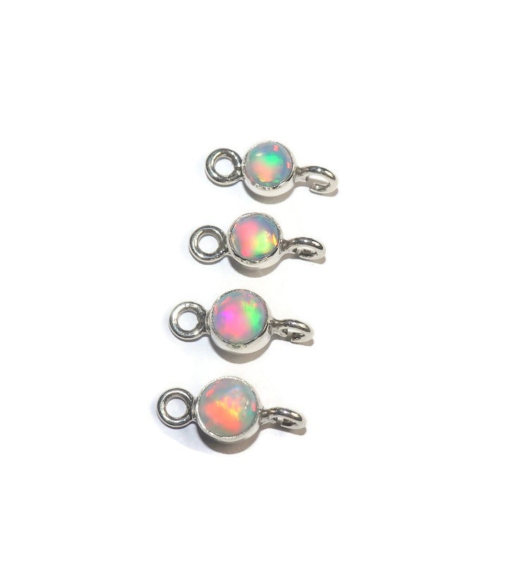 sterling silver fire opal connector for bracelet making jewelry links with opal