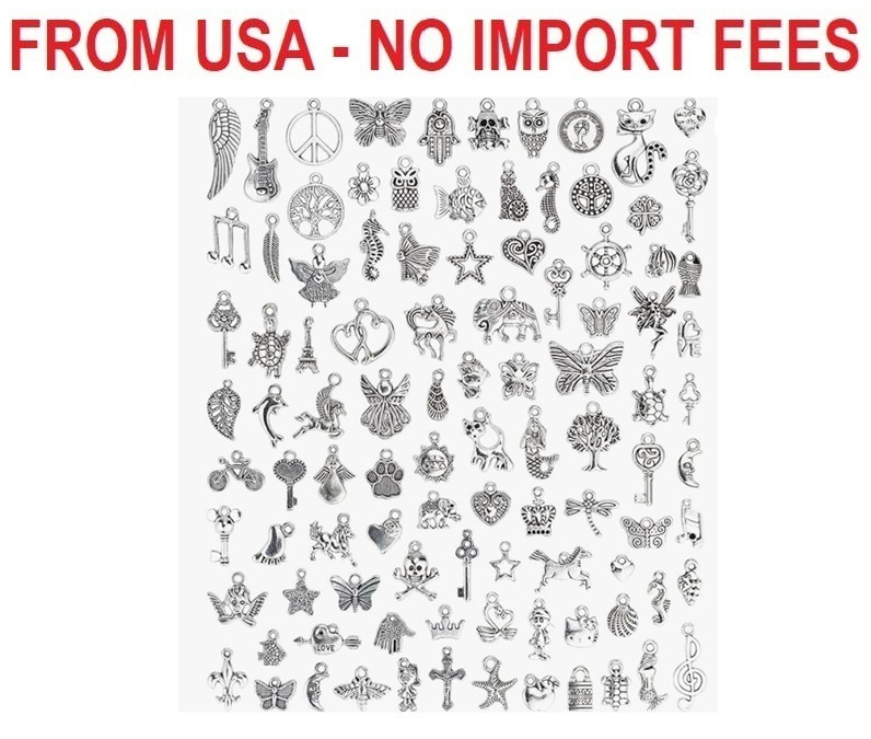 JIALEEY Wholesale Bulk Lots Jewelry Making Silver Charms Mixed Smooth Tibetan Si