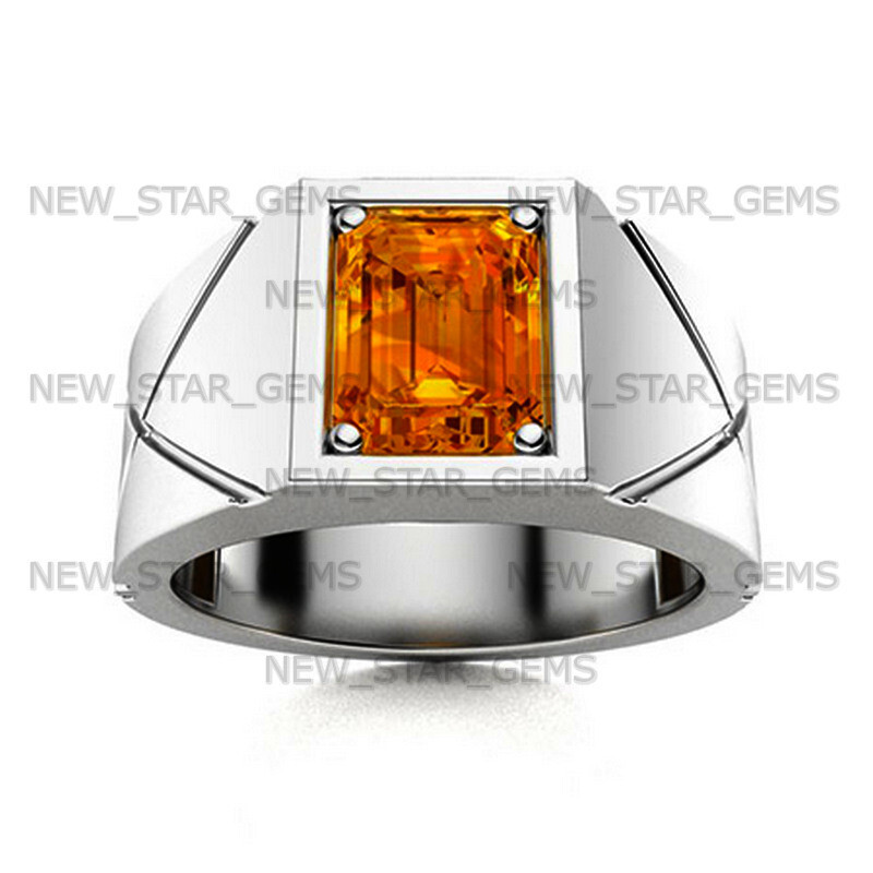 Yellow Citrine Gemstone Ring For Men’s 925 Sterling Silver Ring Handmade Jewelry