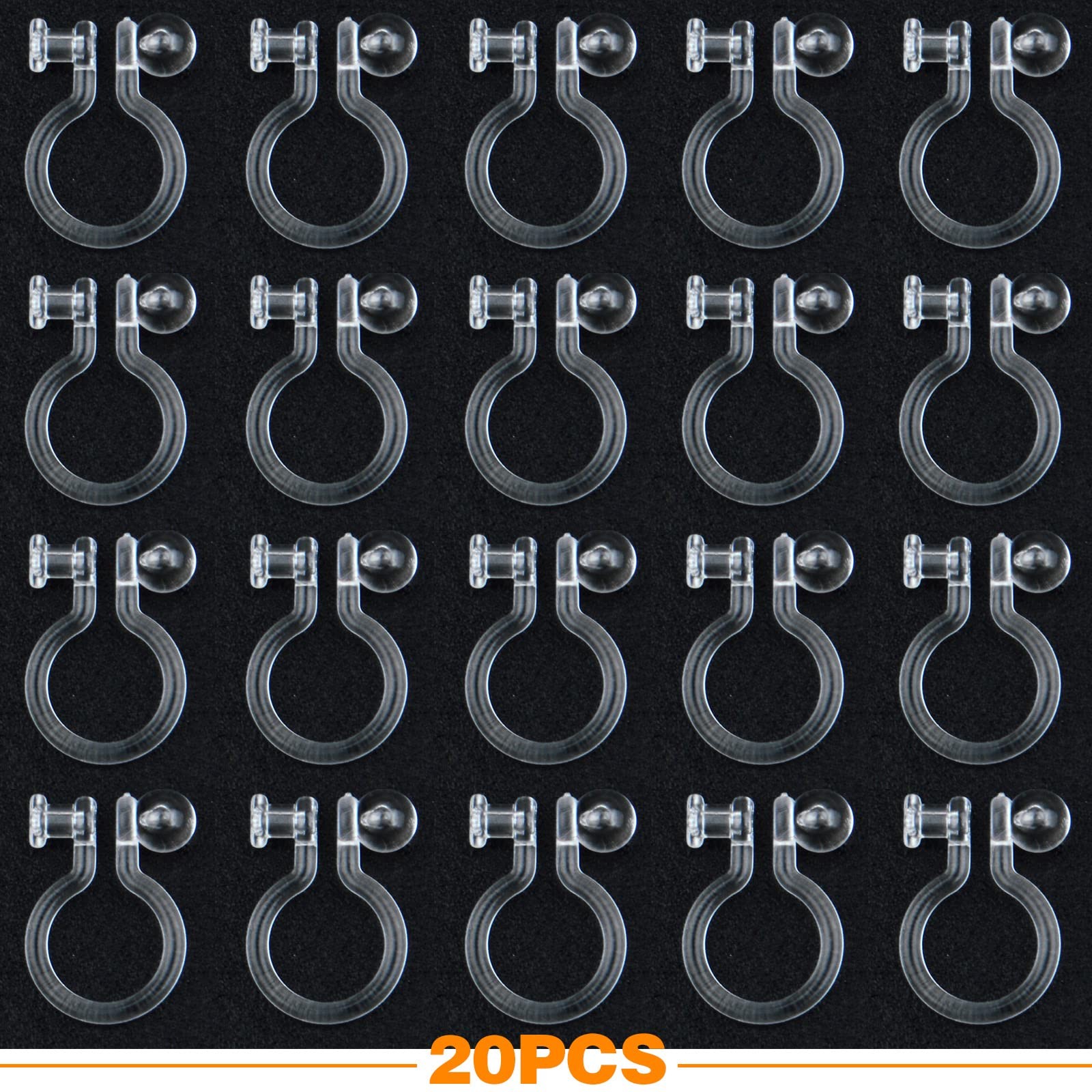 20 Pieces Clear Clip-on Earring Converters Component Resin Earring Findings F